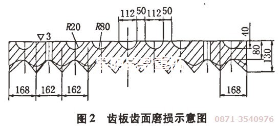 昆明破石機(jī)專家改造前的鄂破齒板磨損情況